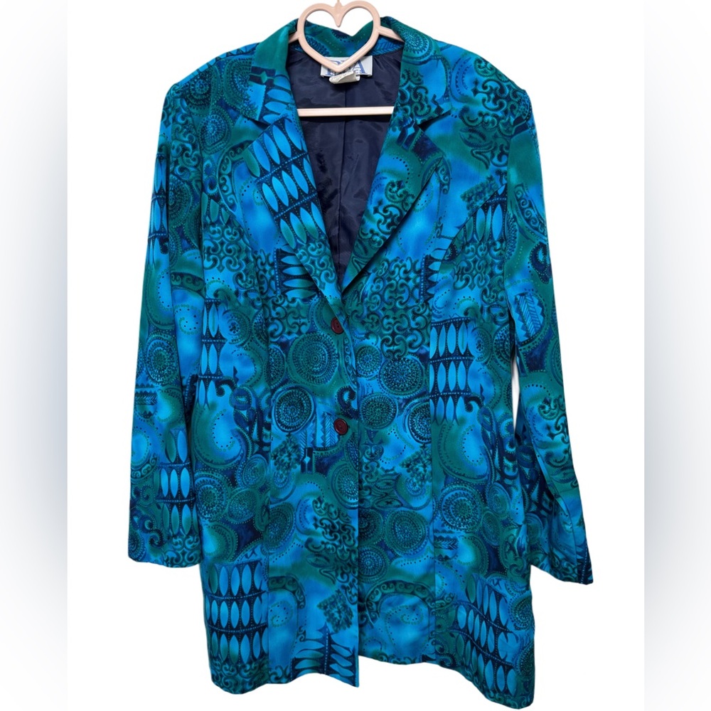 VINTAGE BFA CLASSIC BLUE & GREEN BLAZER